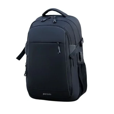Porodo Lifestyle Water-Proof Oxford + PU Backpack With USB-A Port &ndash; Black